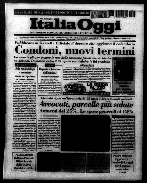 Italia oggi : quotidiano di economia finanza e politica